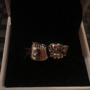 Authentic Pandora Cat and Meow Cat Bowl Charms